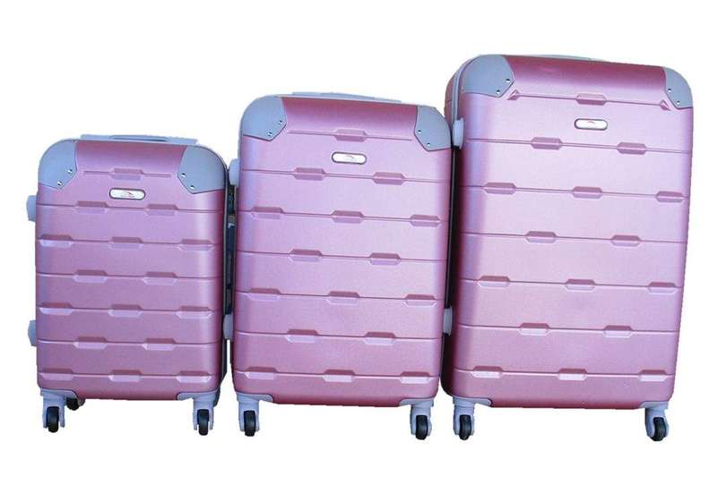 SMTE 3 Piece Luggage Set - Light Rose Gold with keychain
