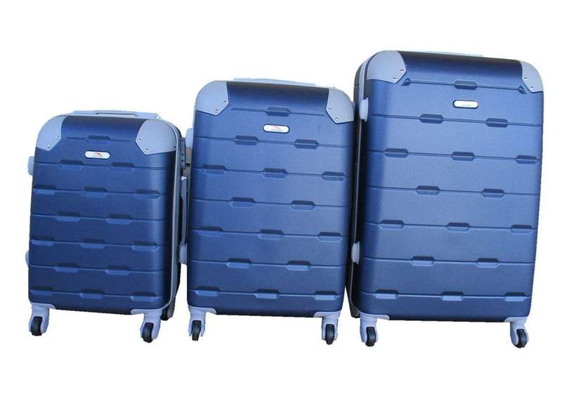 SMTE 3 Piece Luggage Set - Navy with keychain