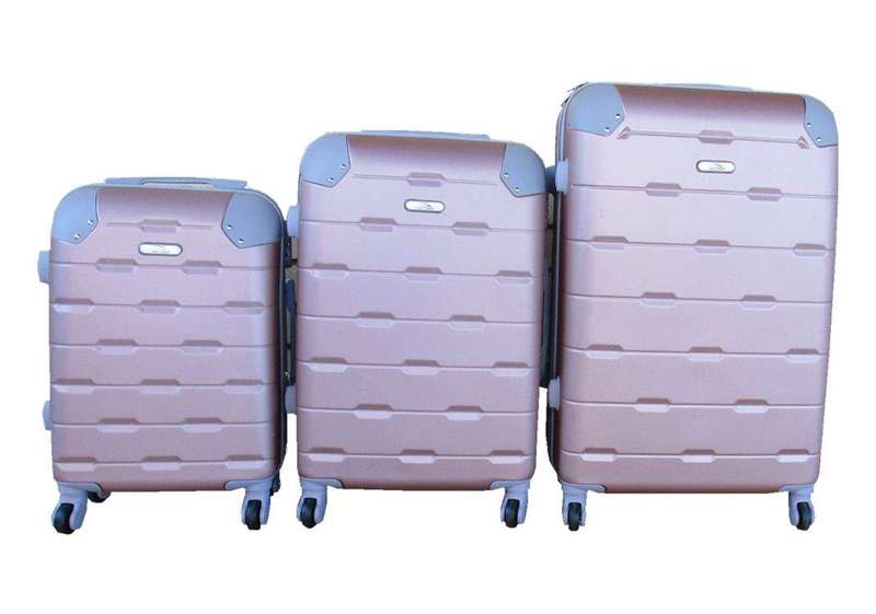 SMTE 3 Piece Luggage Set - Rose Gold with keychain