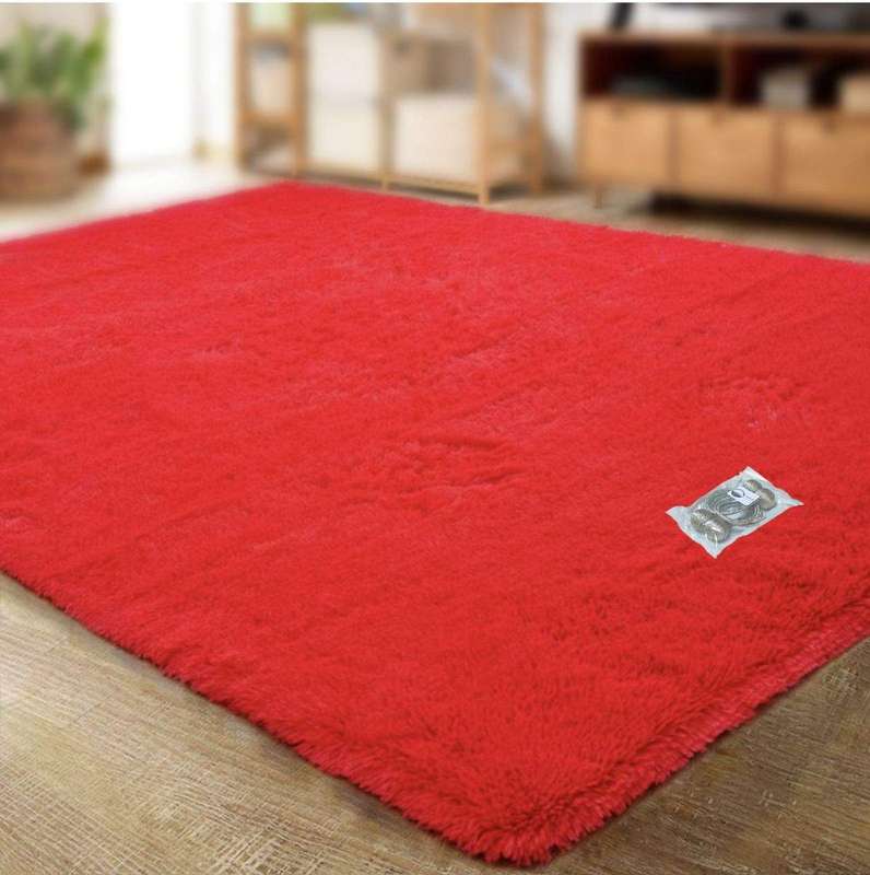 SMTE New Large Premium Heavy Duty Fluffy Carpet/Rug & Complementary SMTE Tieback - Red with keychain