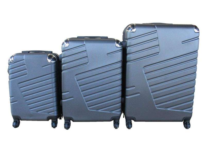 SMTE 3 Piece Luggage Set - Dark Grey with keychain