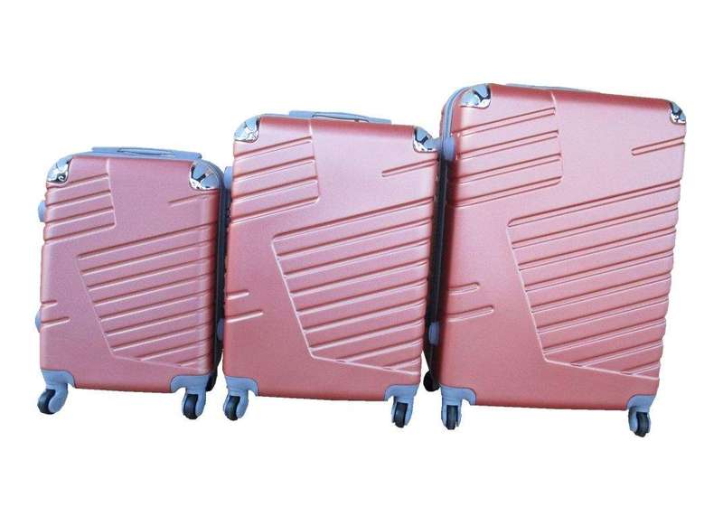 SMTE 3 Piece Luggage Set - Red Rose Gold with keychain