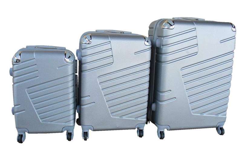SMTE 3 Piece Luggage Set - Silver with keychain
