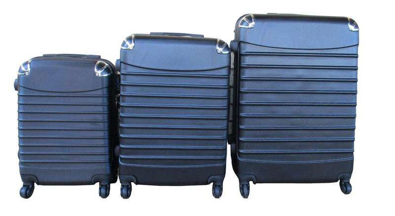 SMTE 3 Piece Luggage Set - Black with keychain