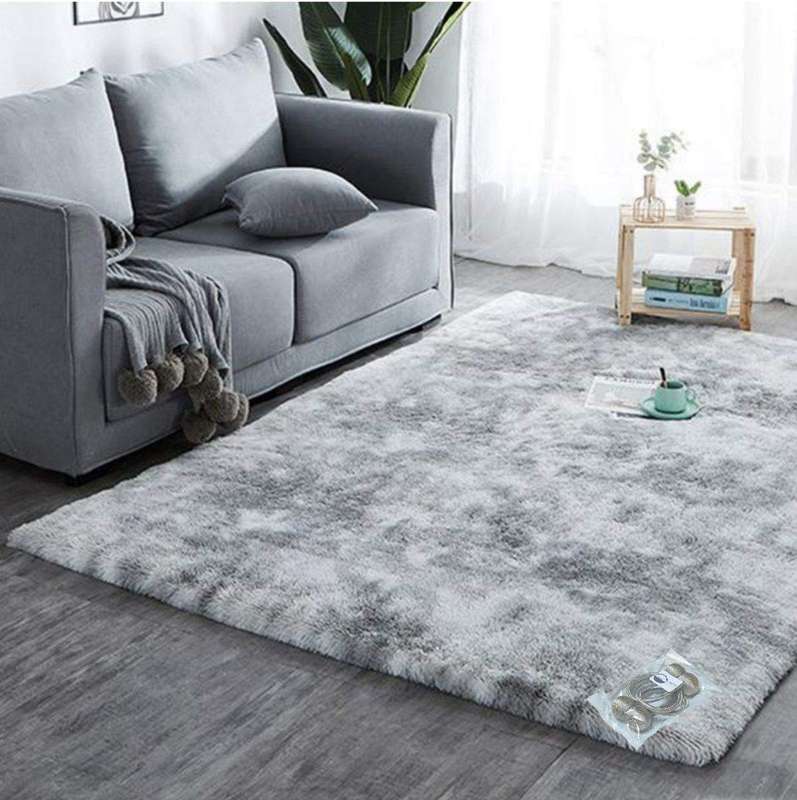 SMTE New Large Premium Heavy Duty Fluffy Carpet/Rug & Complementary SMTE Tieback - Silver Mix wit...