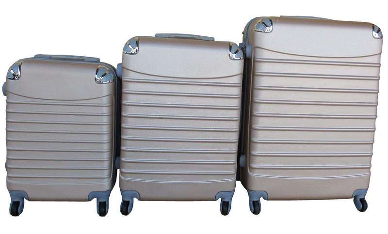 SMTE 3 Piece Luggage Set - Gold with keychain