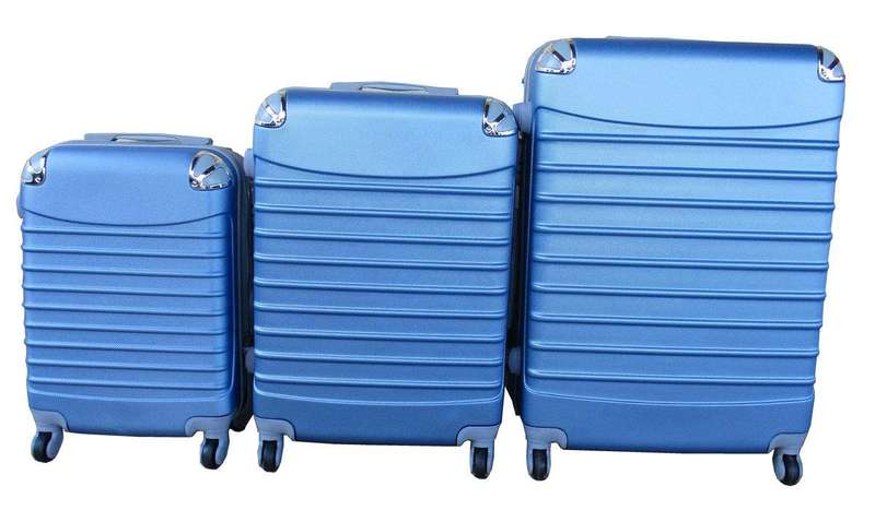 SMTE 3 Piece Luggage Set - Light Blue with keychain