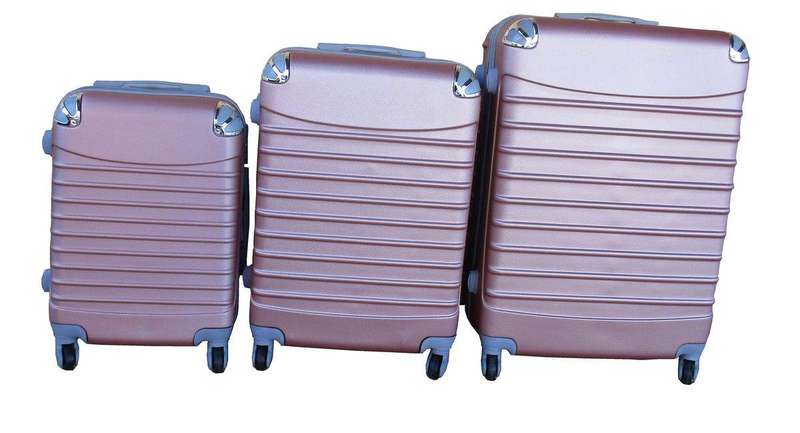 SMTE 3 Piece Luggage Set - Light Rose Gold with keychain