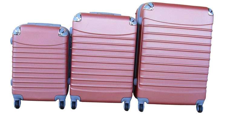 SMTE 3 Piece Luggage Set - Red Rose Gold with keychain