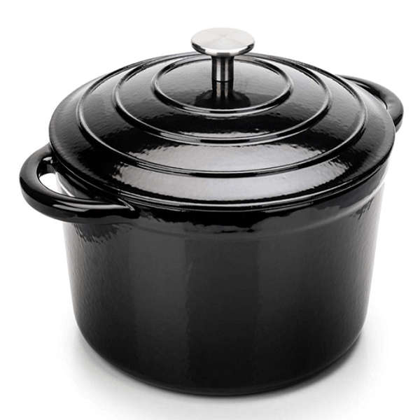 SMTE 7 Piece Cast Iron Cookware/Pots - Black with keychain