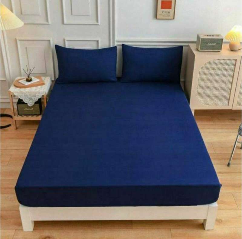 SMTE Dream World 3 Pieces Velvet Fitted Sheet Queen Size with 2 Pillow Cases - Blue with keychain