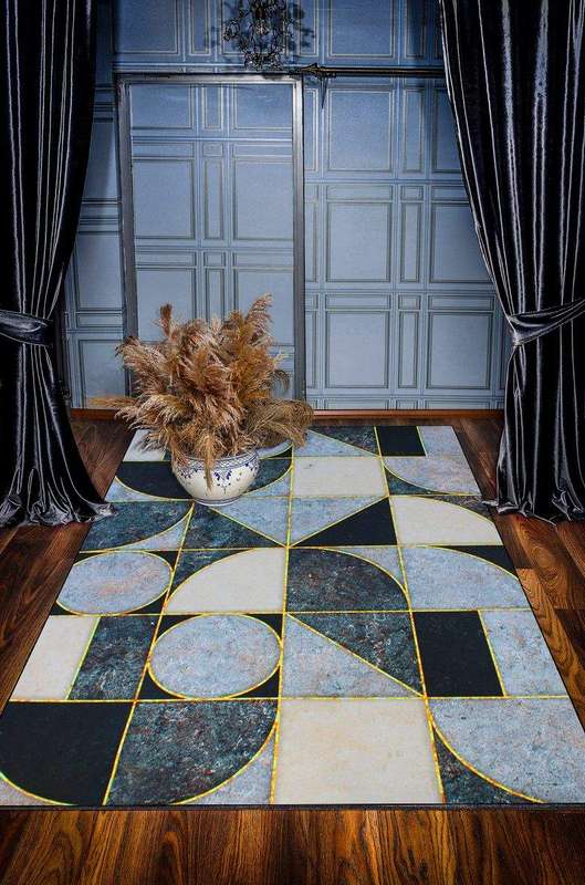 SMTE 200cm x 150cm - Modern Printed 3D Geometric Design Area 119 Rug with keychain