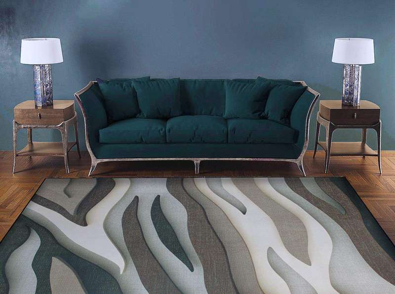 SMTE 200cm x 150cm - Modern Printed 3D Design Area 17 Rug - Green with keychain