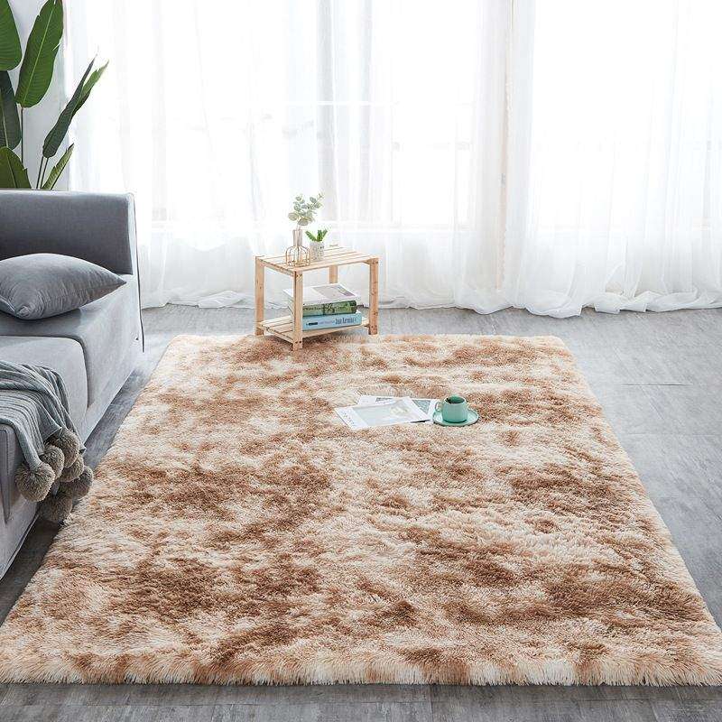 SMTE Three Tone Brown Fluffy Carpet - Shaggy & Foldable Rug with keychain