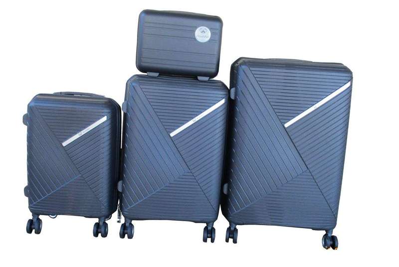 SMTE Unbreakable Travel Luggage 4 Piece Suitcases Spinner - Dark Grey with keychain