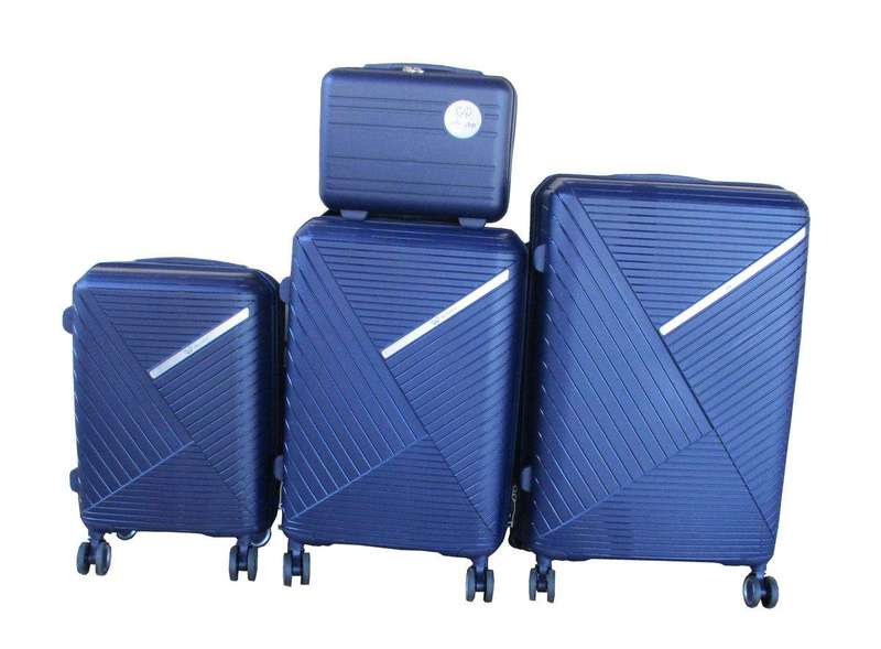 SMTE Unbreakable Travel Luggage 4 Piece Suitcases Spinner - Royal Blue with keychain