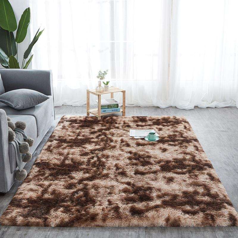 SMTE Light Rug Fluffy Carpet - Dark Brown with keychain