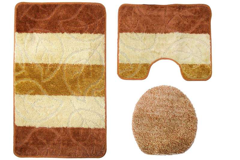 SMTE 60x100cm 3 Piece Turkish Toilet Mat & Cover Set with Non-Slip Under P/B/G with keychain