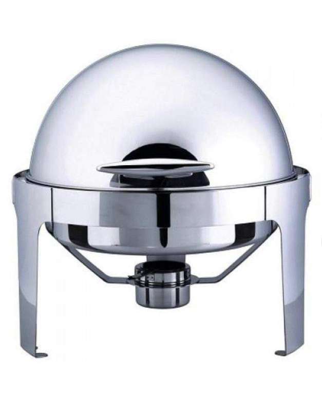 SMTE Stainless Roll Top Round Chafing Dish With Lid with keychain