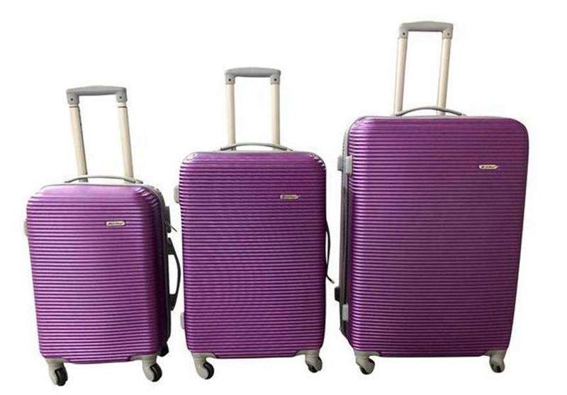 SMTE 3 Piece Hard Outer Shell Luggage Set - Purple with keychain