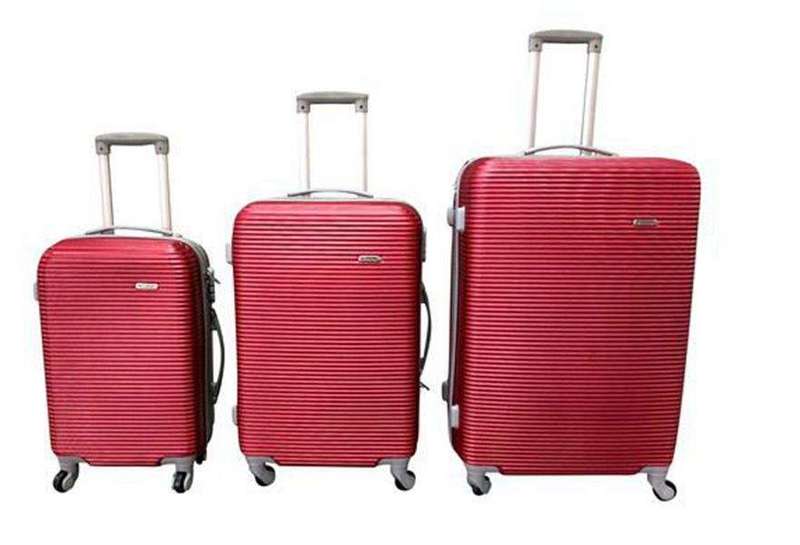 SMTE 3 Piece Hard Outer Shell Luggage Set - Red with keychain