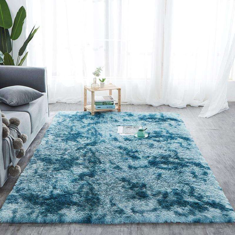 SMTE Light Rug Fluffy Carpet - Light Blue with keychain