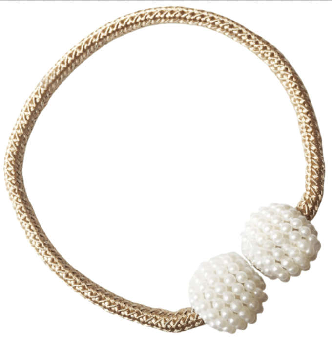 SMTE Magnetic Pearl Curtain Tieback - Light brown with keychain