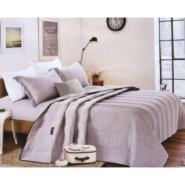 SMTE 4 Pcs Blushing Pink Bedspread Pre-washed Quilt Set with keychain