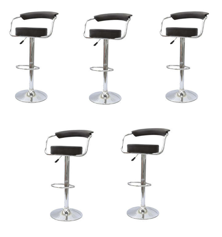 SMTE Round Arm Bar Stools - 5 Piece - Black with keychain
