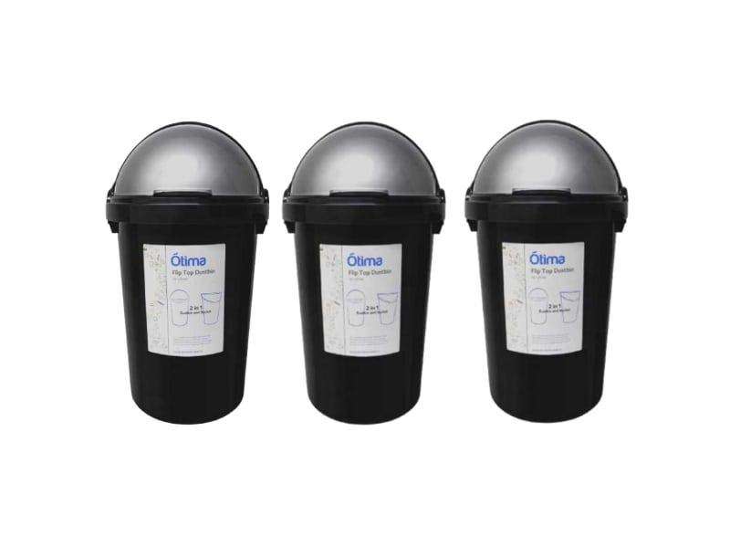 SMTE Flip-Top Dustbin 25L- Set of 3 with keychain