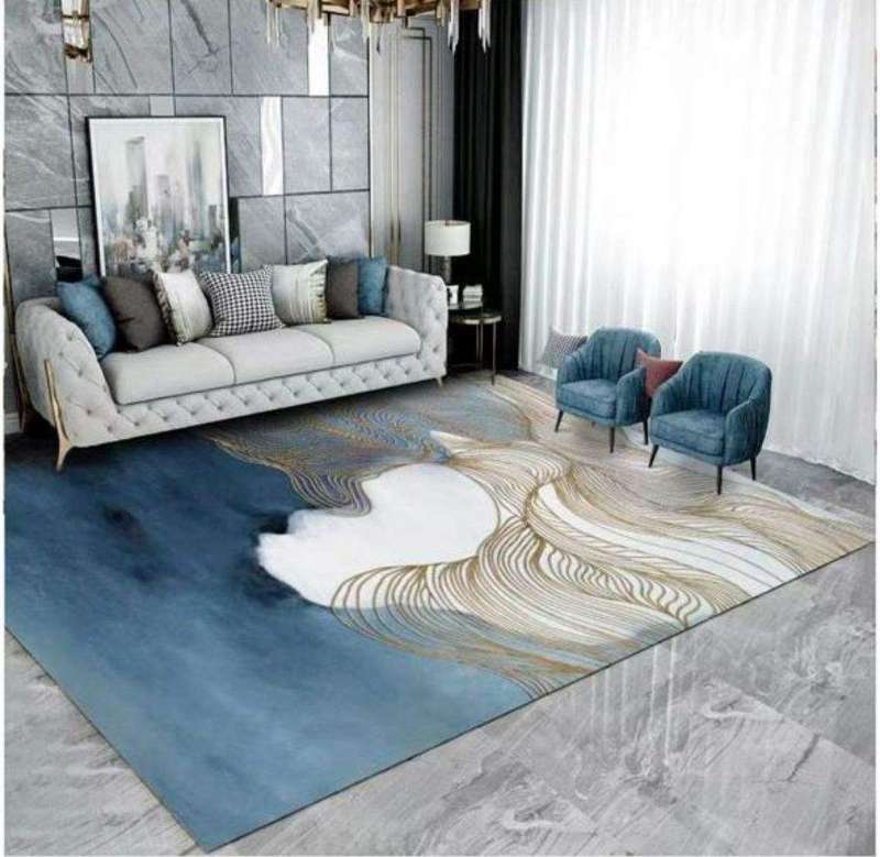 SMTE Dream World Modern 3D Geometric Design Area 21 Rug With Tieback & Hooks with keychain