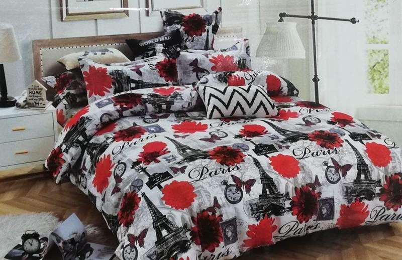 SMTE AbRed Eiffel Tower Duvet Cover Set with keychain