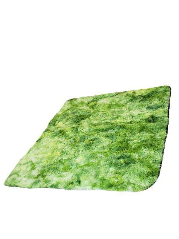 SMTE Luminous Green Shaded Shaggy Rug/Carpet with keychain