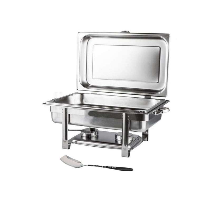 SMTE Stainless Steel Single Tray Chafing Dish - Food Warmer & Serving Spoon with keychain