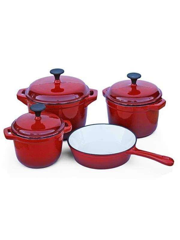 SMTE Fine Living - Double Cast Iron Pot Set - Set of 7 with keychain