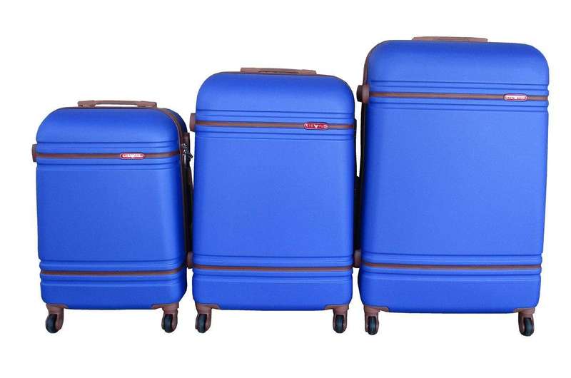 SMTE 3 Piece Travel Luggage Bag Set - Light Blue with keychain