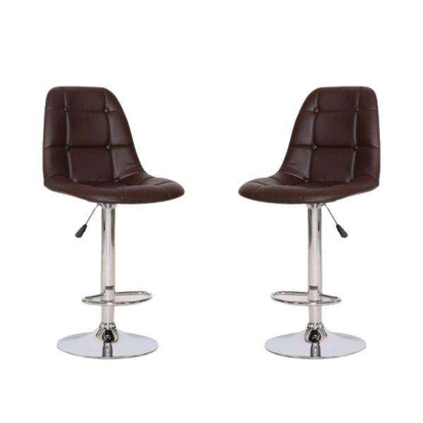 SMTE Chic Bucket Seat Bar Stools - Set of 2 - Brown with keychain