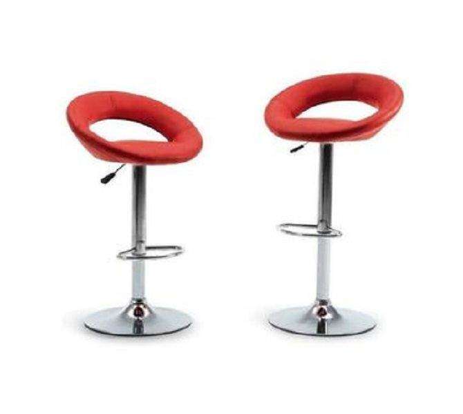 SMTE Faux Leather Swivel Cut-out Bar Stool - Set of 2 - Red with keychain