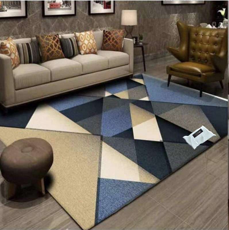 SMTE Modern 3D Geometric Design Area 7 Rug & Complementary IH Tieback with keychain