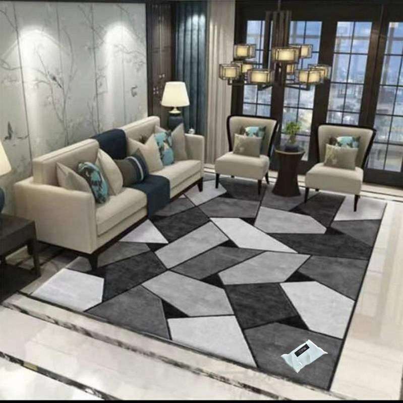 SMTE Modern 3D Geometric Design Area 9 Rug & Complementary IH Tieback with keychain
