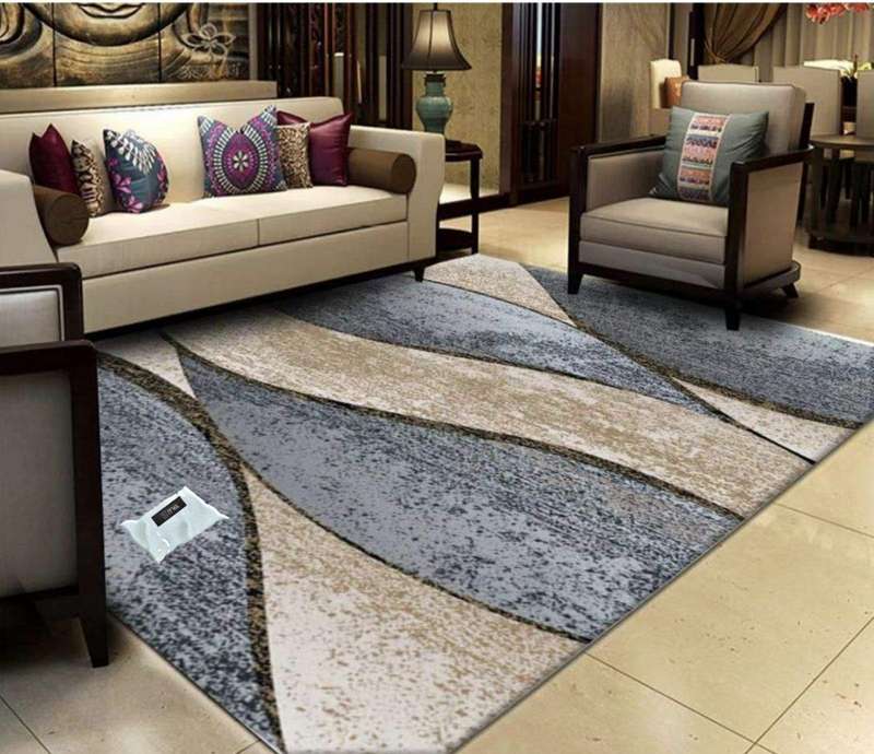 SMTE Modern 3D Geometric Design Area 12 Rug & Complementary IH Tieback with keychain