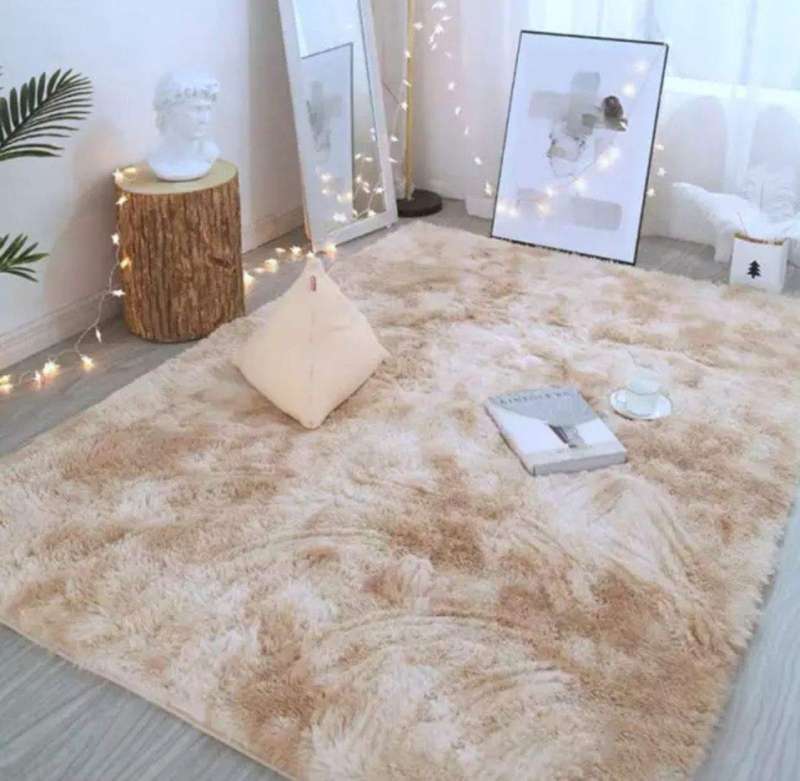 SMTE Dream World Large Premium Fluffy Carpet/Rug - 200 x 150 cm - Brown with keychain