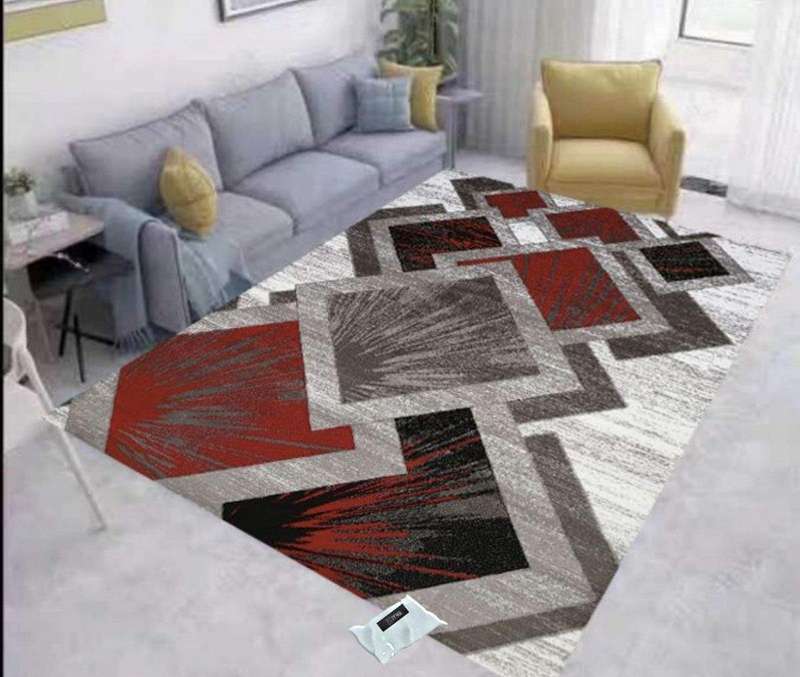 SMTE Modern 3D Geometric Design Area 15 Rug & Complementary IH Tieback with keychain