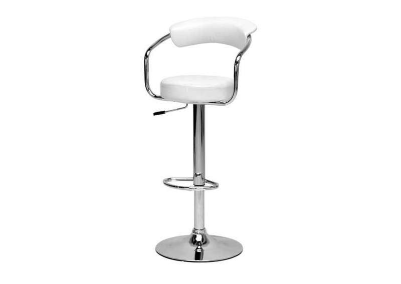SMTE Round Arm Bar Stool - White with keychain
