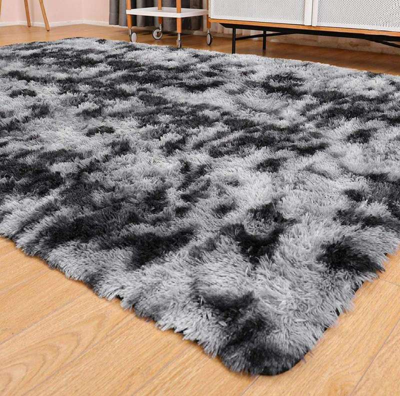 SMTE Dream World Large Premium Fluffy Carpet/Rug - 200 x 150 cm - Grey with keychain