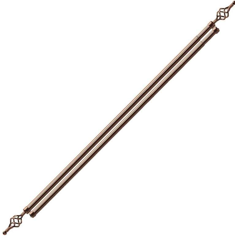 SMTE Expandable Curtain Double Rod With Twisted Cage Finial - 3m & IYWA Tieback - Bronze with key...