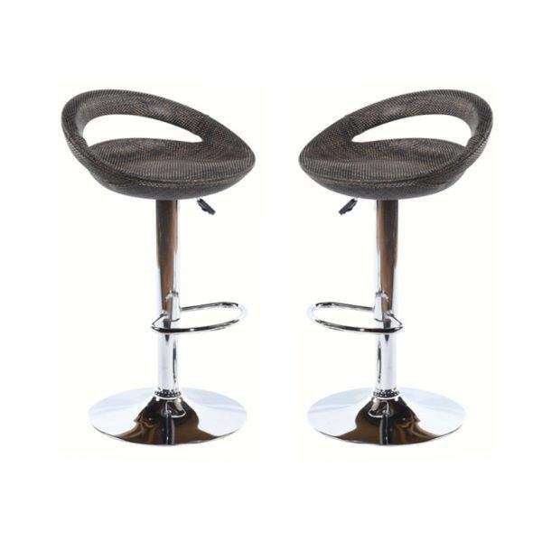 SMTE Bamboo Height Adjustable Cutout Barstools - set of 2 - Brown with keychain