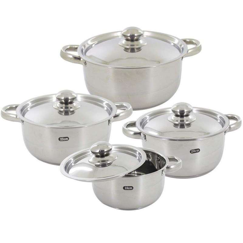 SMTE 8 Piece Stainless Steel Cookware Set with keychain