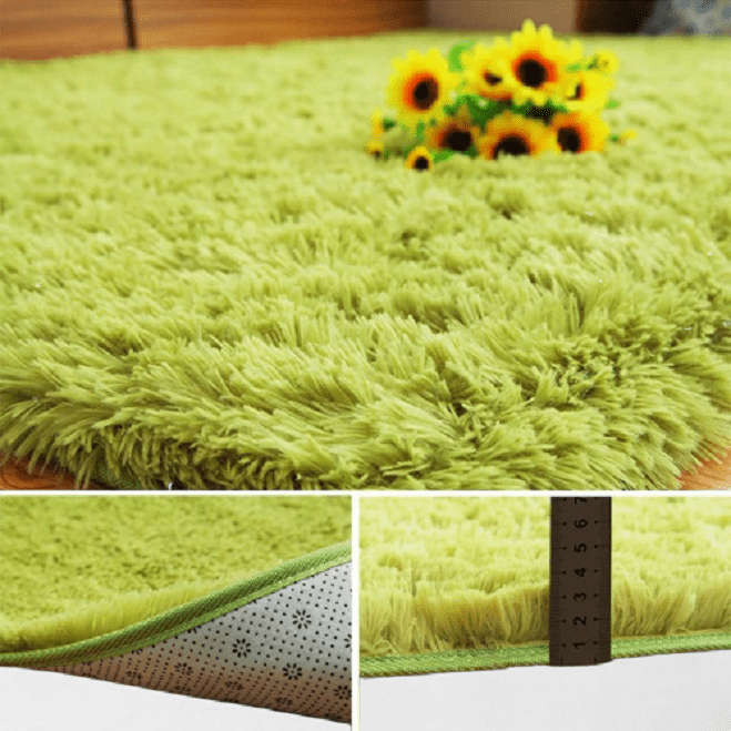 SMTE Excellent Fluffy Comfortable Carpet for Home & Offices - Green with keychain