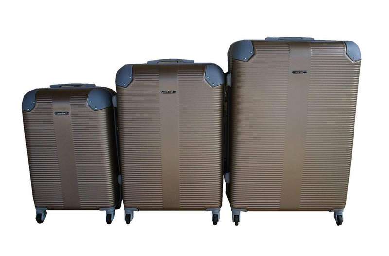 SMTE 3 Piece Hard Outer Shell Luggage Set- Brown with keychain